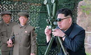 North Korean leader Kim Jong Un guides on the spot the underwater test-fire of strategic submarine ballistic missile in this undated photo released by North Korea's Korean Central News Agency (KCNA) in Pyongyang on April 24, 2016. KCNA/via REUTERS. ATTENTION EDITORS - THIS IMAGE WAS PROVIDED BY A THIRD PARTY. EDITORIAL USE ONLY. REUTERS IS UNABLE TO INDEPENDENTLY VERIFY THIS IMAGE. SOUTH KOREA OUT. TPX IMAGES OF THE DAY