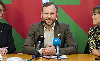 Oslo 20170315.
Snorre Valen (fv), Sv-leder Audun Lysbakken og Kari Elisabeth Kaski under en pressekonferanse på stortinget onsdag i forbindelse med SV sitt landsmøte 2017.
Foto: Fredrik Varfjell / NTB scanpix