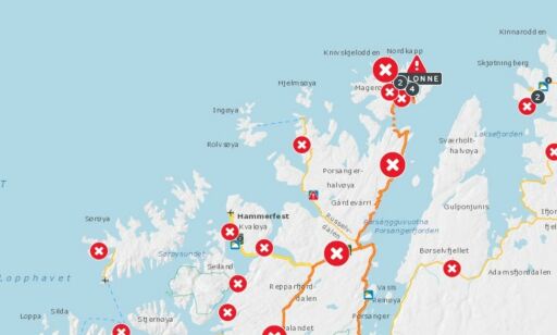 Uværet herjer i nord: – Nesten hele Finnmark er stengt