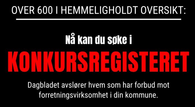 Sjekk hvem i din kommune som står i KONKURS-REGISTERET